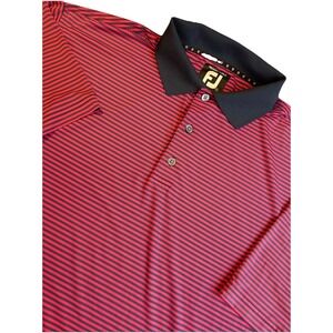 FootJoy Polo Mens Large Prodry Lisle Blue Short Sleeve Striped Shirt Performance